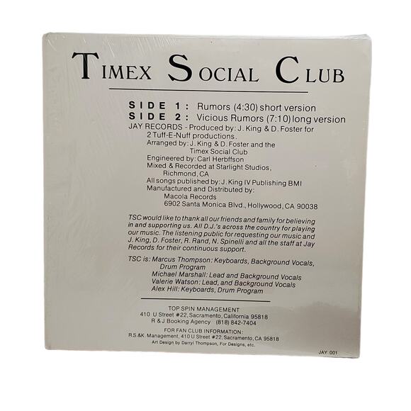 Timex Social Club Rumors Vicious Rumors Single 12" Single Vinyl Jay Records - Picture 9 of 9